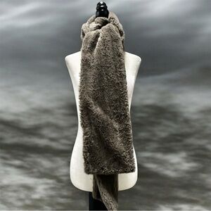 Extra Long Plush Dark Grey Faux Fur Scarf